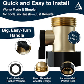 DBR Tech brass valve universal-fit test demonstrates compatibility with standard hoses and fittings.