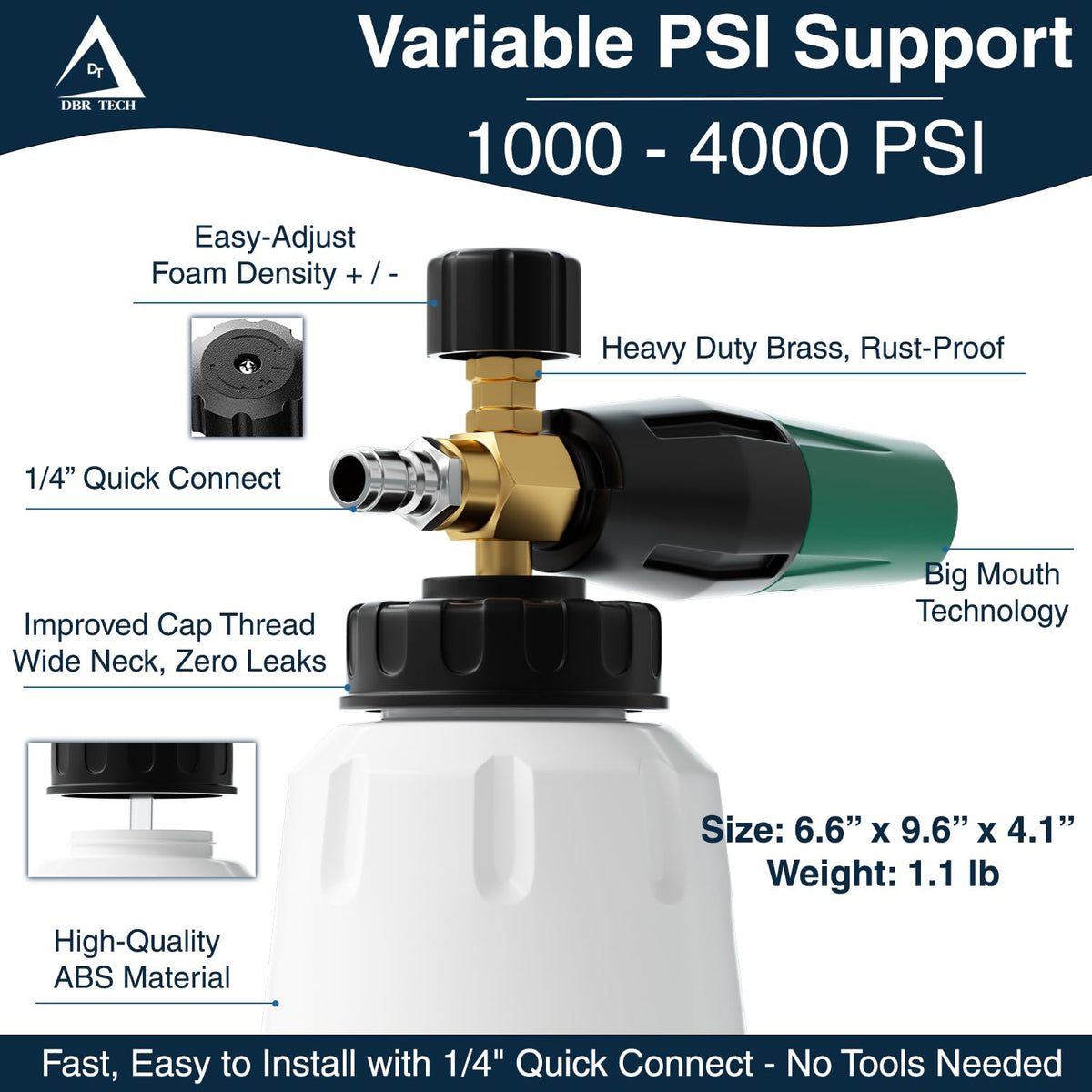 DBR Tech foam cannon offers 360° spray flexibility for precise vehicle coverage