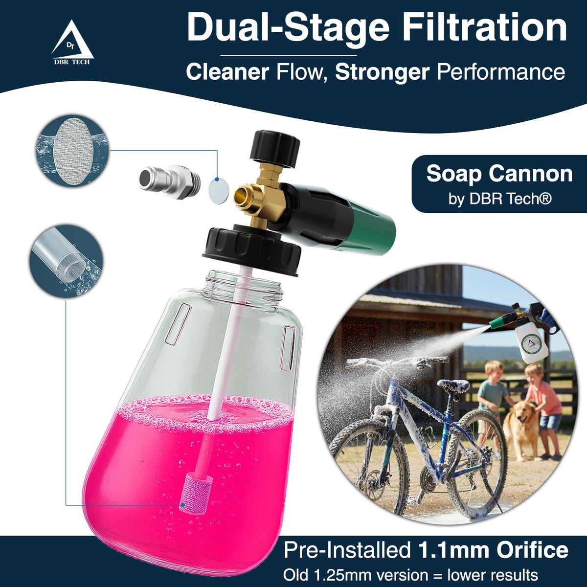 DBR Tech foam cannon cleans multiple surfaces like driveways and fences