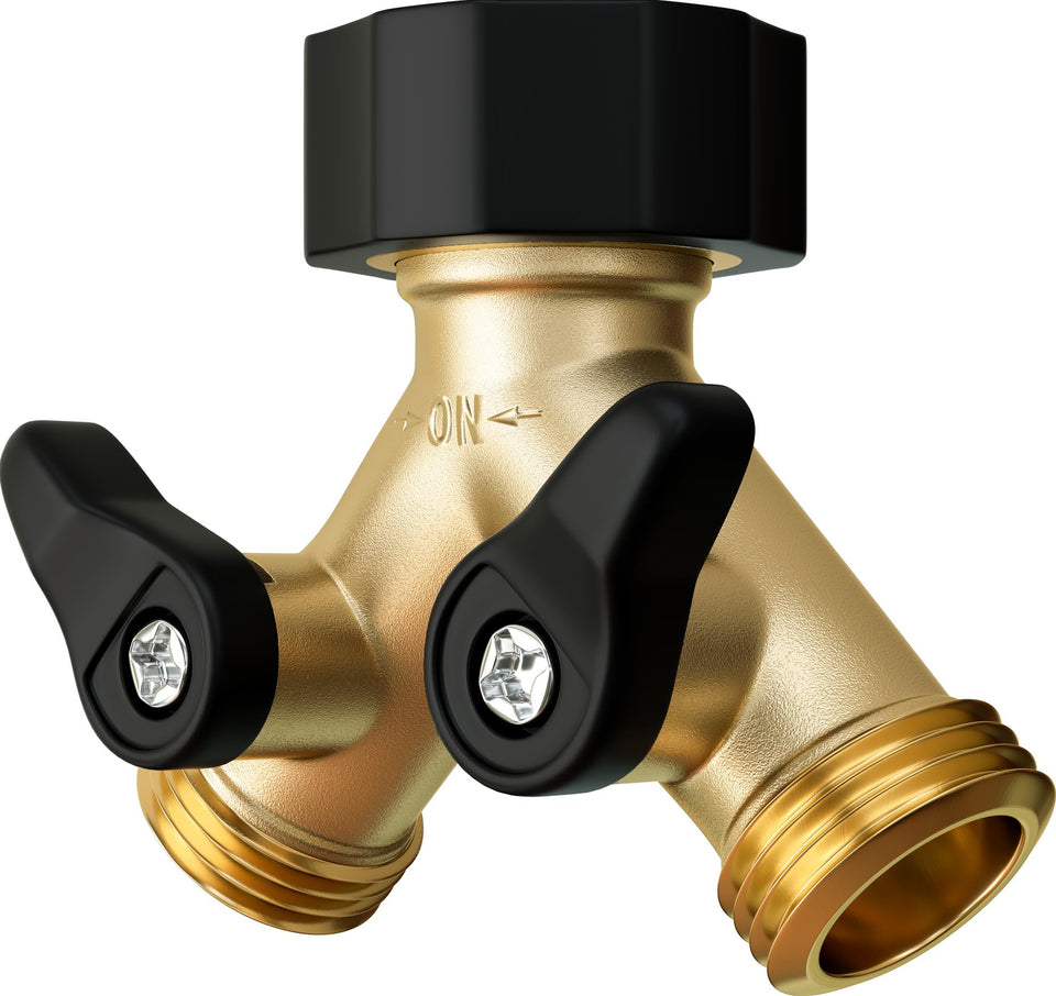 DBR Tech heavy-duty 2-way hose splitter for universal garden use and durability.