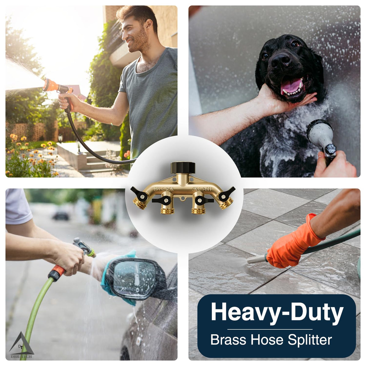 DBR Tech compatible with standard 3/4 inch hoses for versatile outdoor use.
