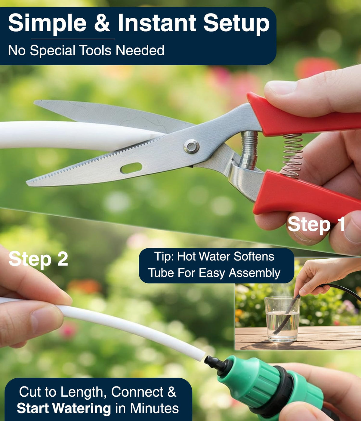 DBR Tech tubing compatible with emitters enables versatile outdoor watering setups.