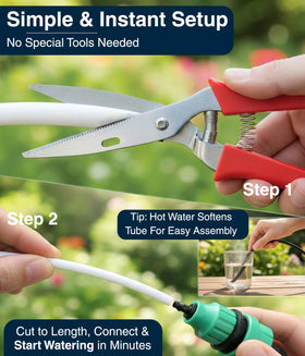 DBR Tech tubing compatible with emitters enables versatile outdoor watering setups.