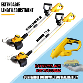 DBUOWM weed wacker shows 12 inch cutting area for quick yard cleanup