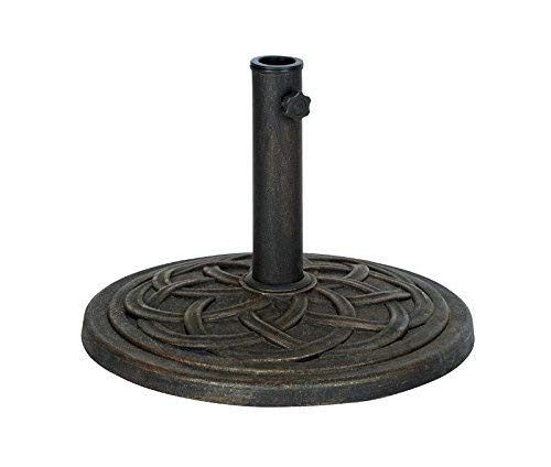Bronze powder-coated umbrella base detail, adding elegance to outdoor spaces.
