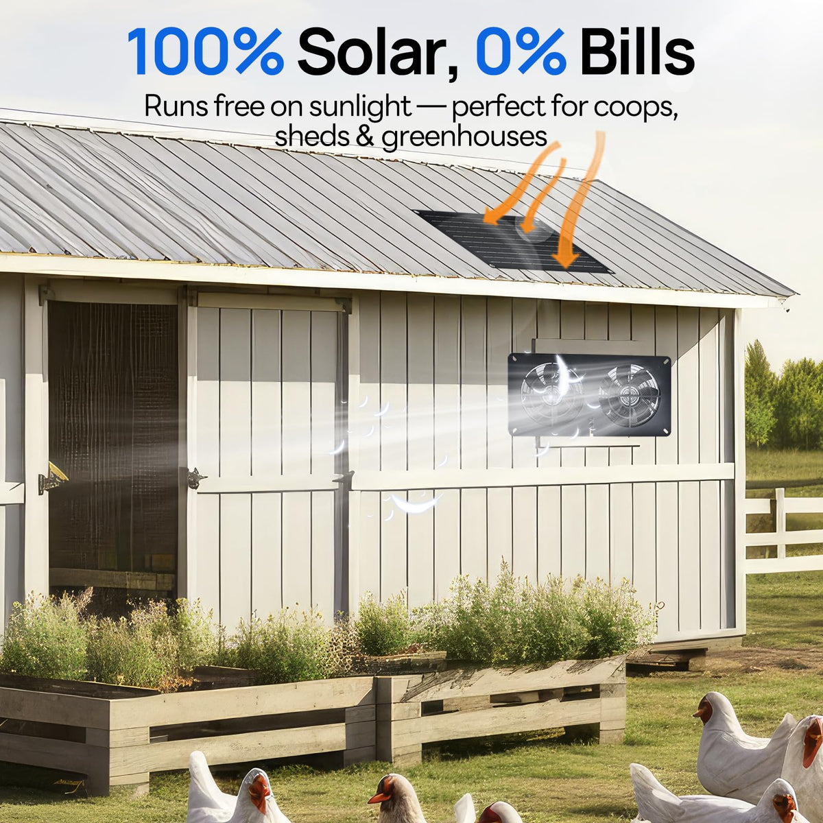 DC HOUSE 20W solar fan exhaust venting in action demonstrates real time airflow