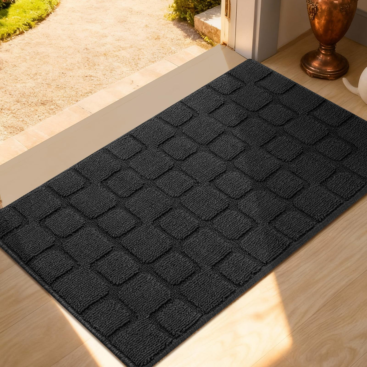 Dcerzxzci front door mat at entrance traps dirt for a cleaner threshold.