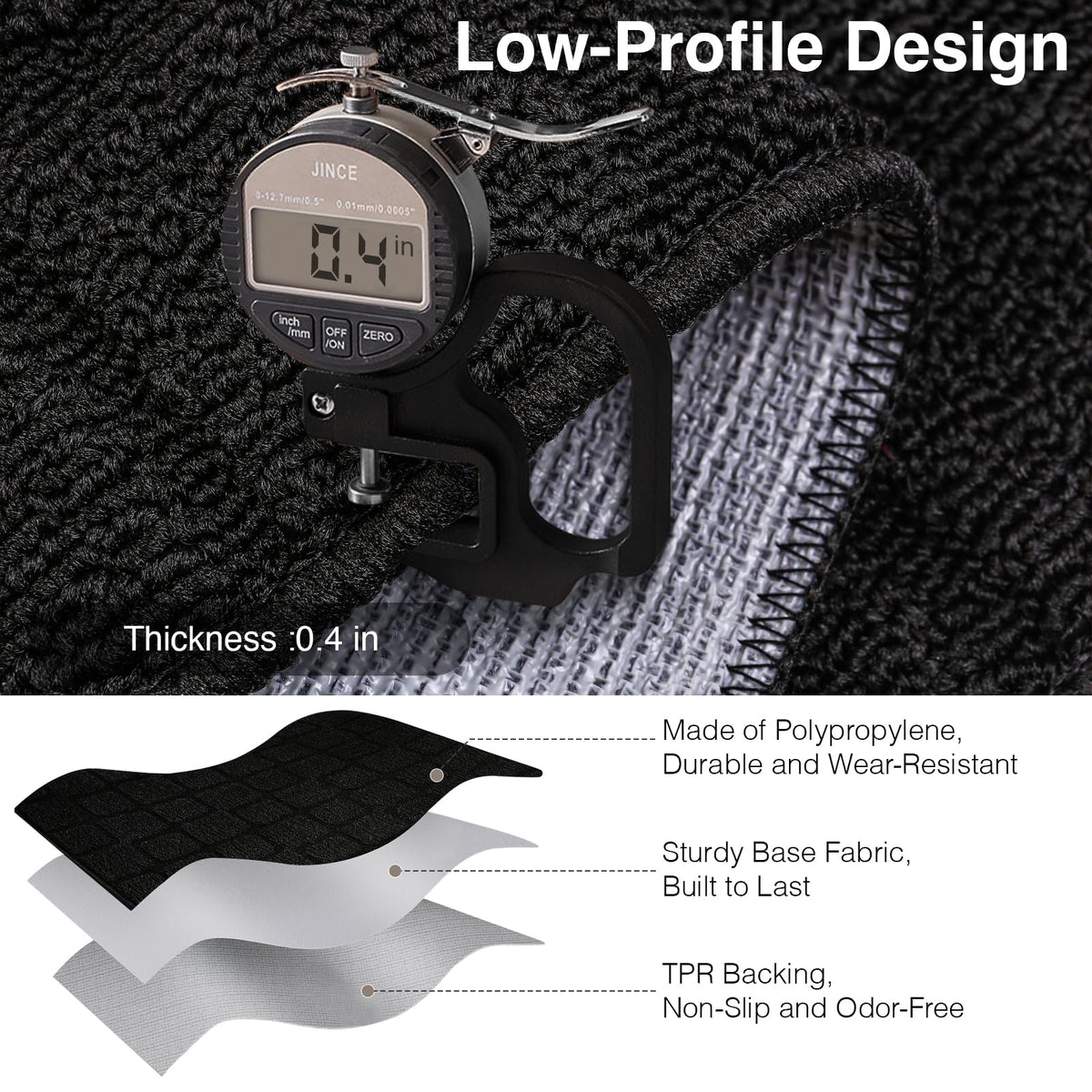 Dcerzxzci low-profile mat fits under doors without snagging.