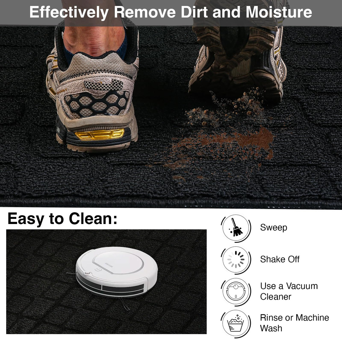 Dcerzxzci non-slip backing keeps the mat securely in place.