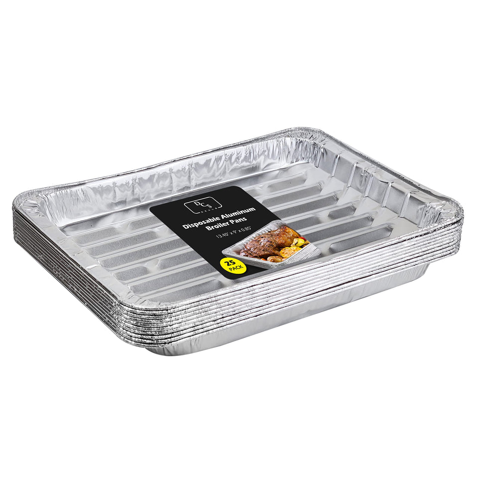 DCS Deals disposable broiler pan with ribbed bottom for even grilling.