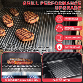 DcYourHome 304 stainless steel emitters stand up to high heat for dependable grilling.