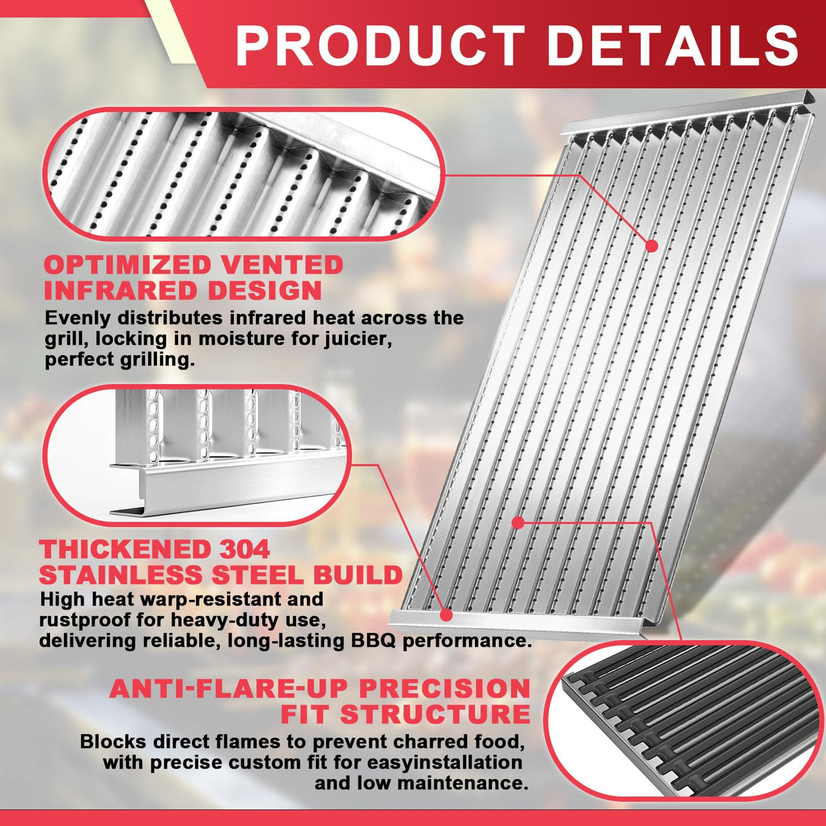 DcYourHome enamel-coated cast iron grates resist rust and clean easily