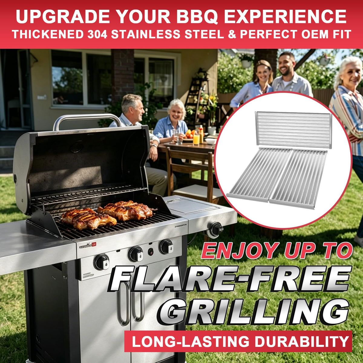 DcYourHome 3-burner replacement emitters support big cookouts with stable performance.