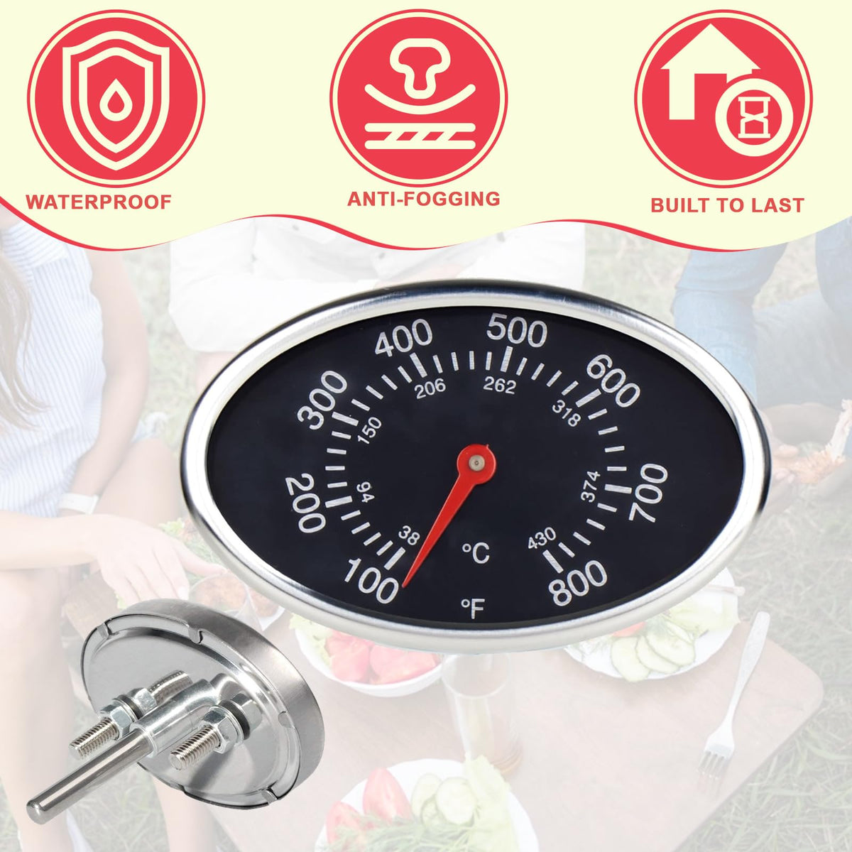DcYourHome easy-install thermometer with universal fit for quick grill upgrades.