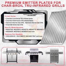 DcYourHome 304 stainless steel emitter plate offers warp-resistant durability for high-heat grilling.