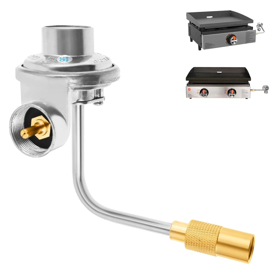 DcYourHome grill regulator with universal compatibility enables seamless setup on 17-inch and 22-inch griddles.