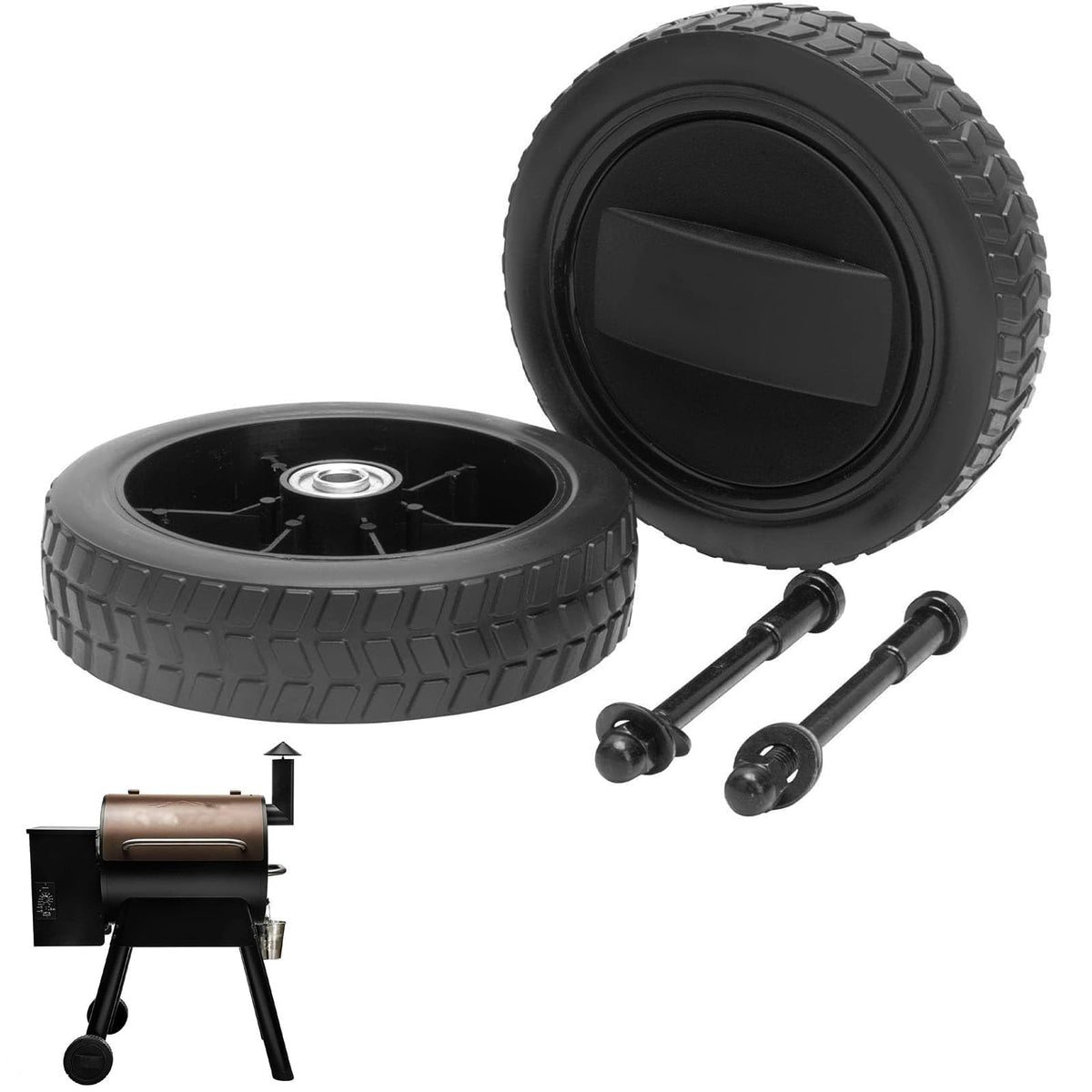 DcYourHome Kit0138 wheel for Traeger Pro 34-22 enhances mobility on patios.