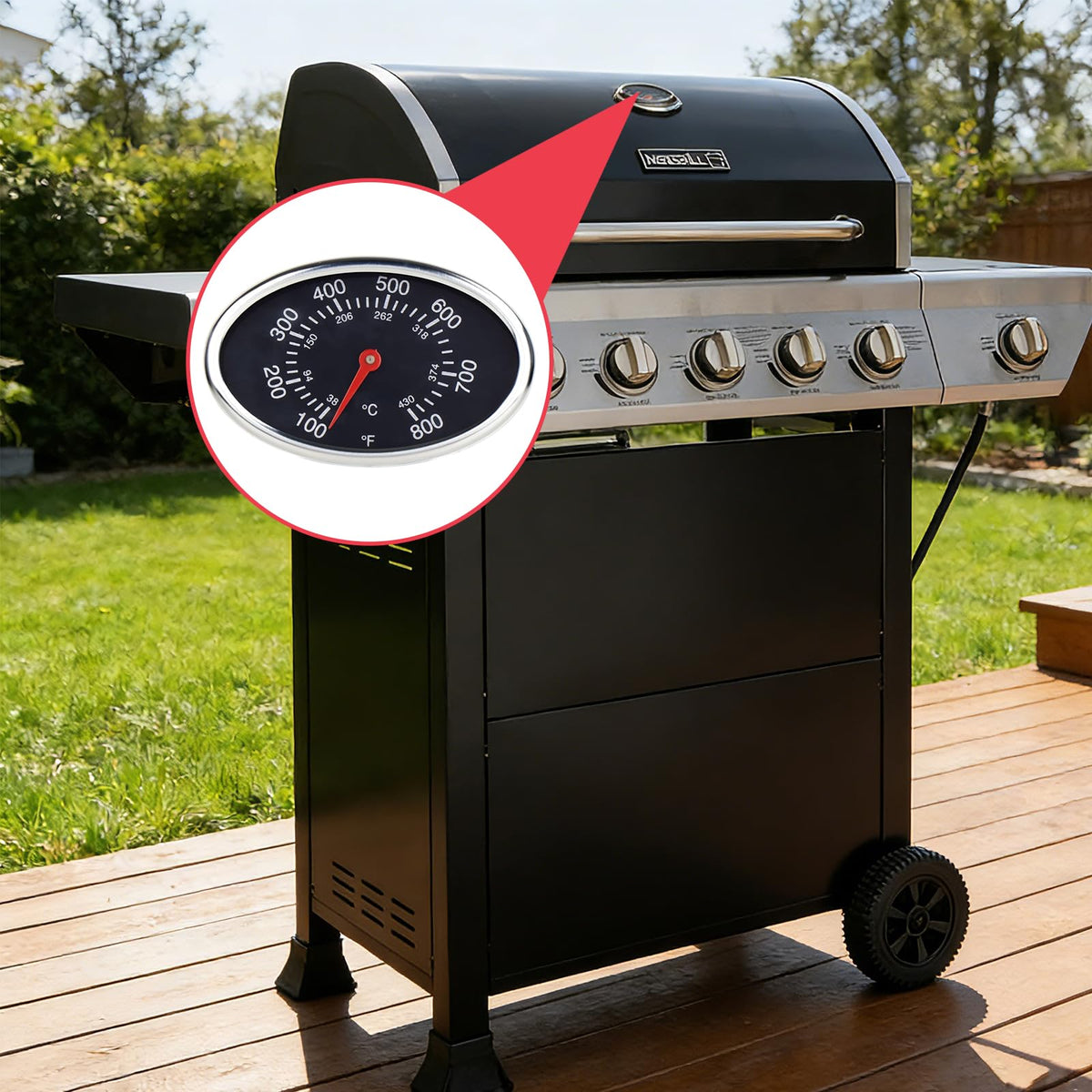 DcYourHome outdoor-ready thermometer withstands sun and rain for dependable cookouts.