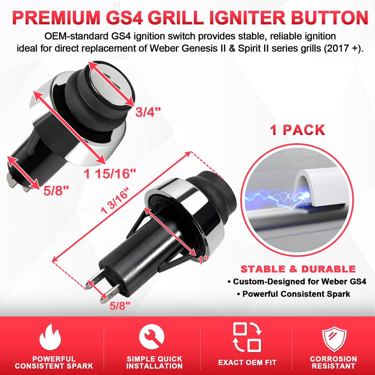 DcYourHome Weber GS4 ignition switch close-up highlights water-resistant rubber head