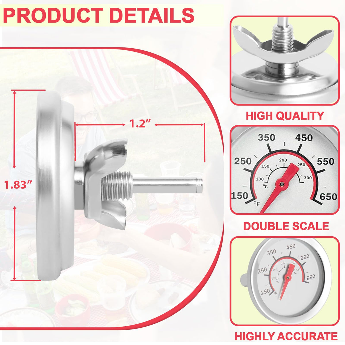 DcYourHome mounting wing nut for secure gauge installation on compatible grills