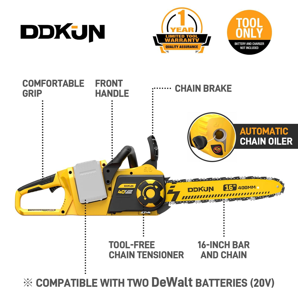 DDKUN two chains and bar cover included for safe storage