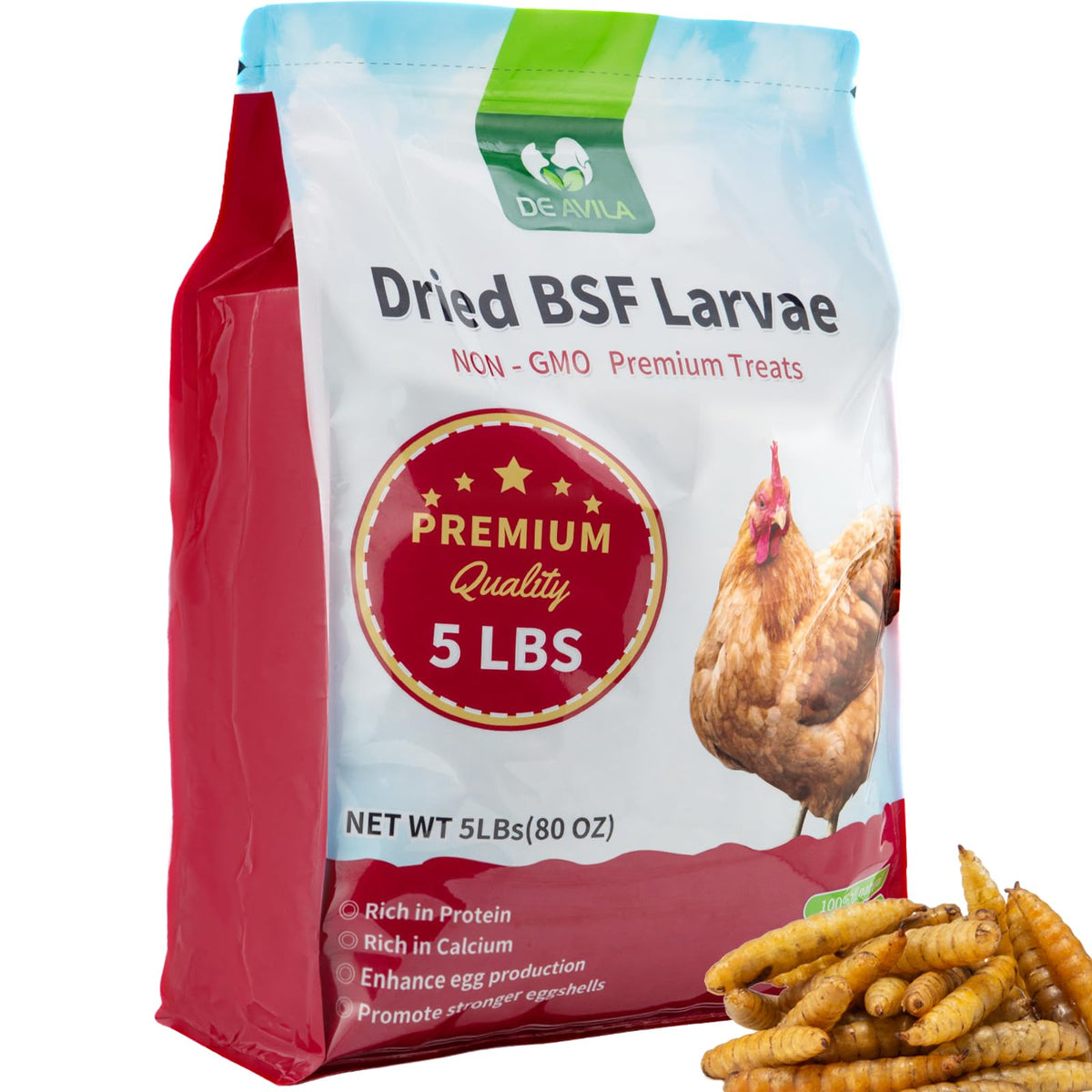 Crispy texture and natural aroma of dried BSF larvae for birds.