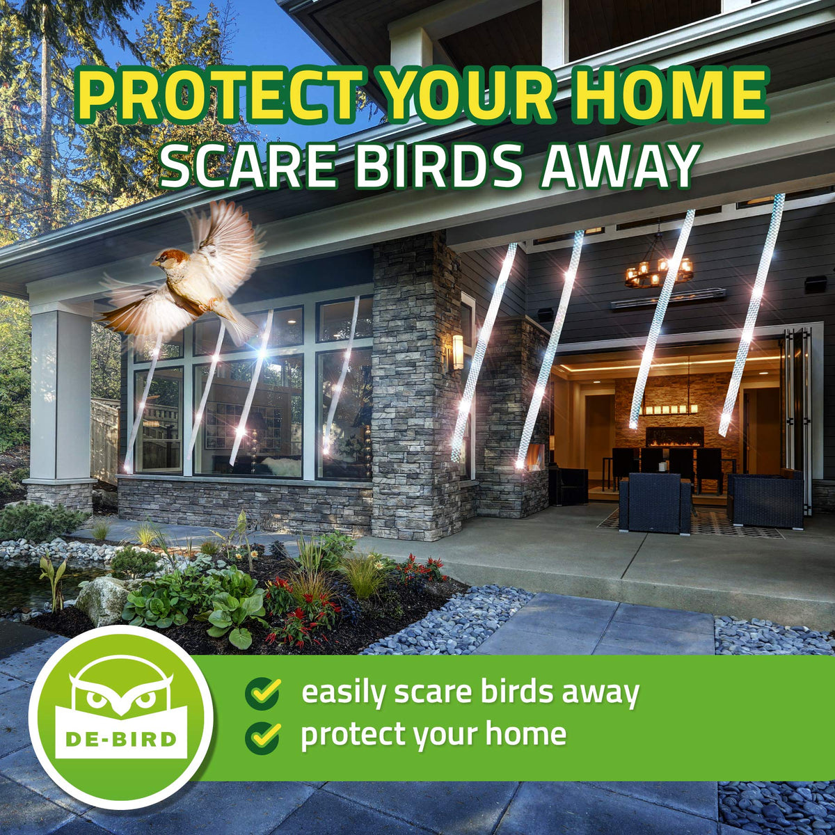 De-Bird easy cut-and-tie installation works on fences and railings
