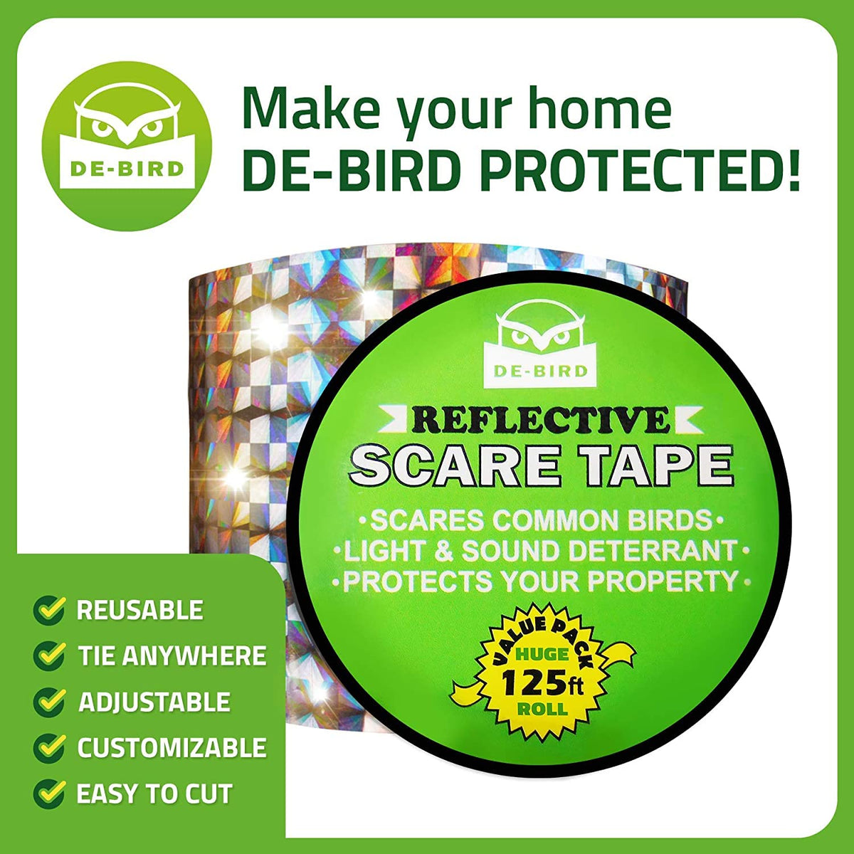 De-Bird goose-deterrent tape helps prevent nests on rooftops and ledges.