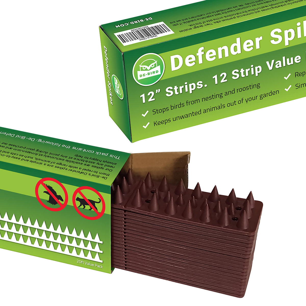 De-Bird Spikes mounted on walls protect entry points cleanly.