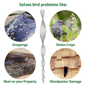 De-Bird weather-resistant rods work in sun and rain near fruit trees.