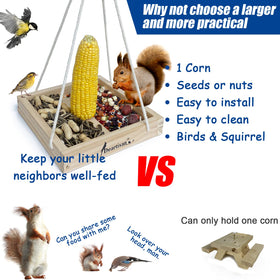 Deartisan wildlife feeder invites birds and squirrels for observation.