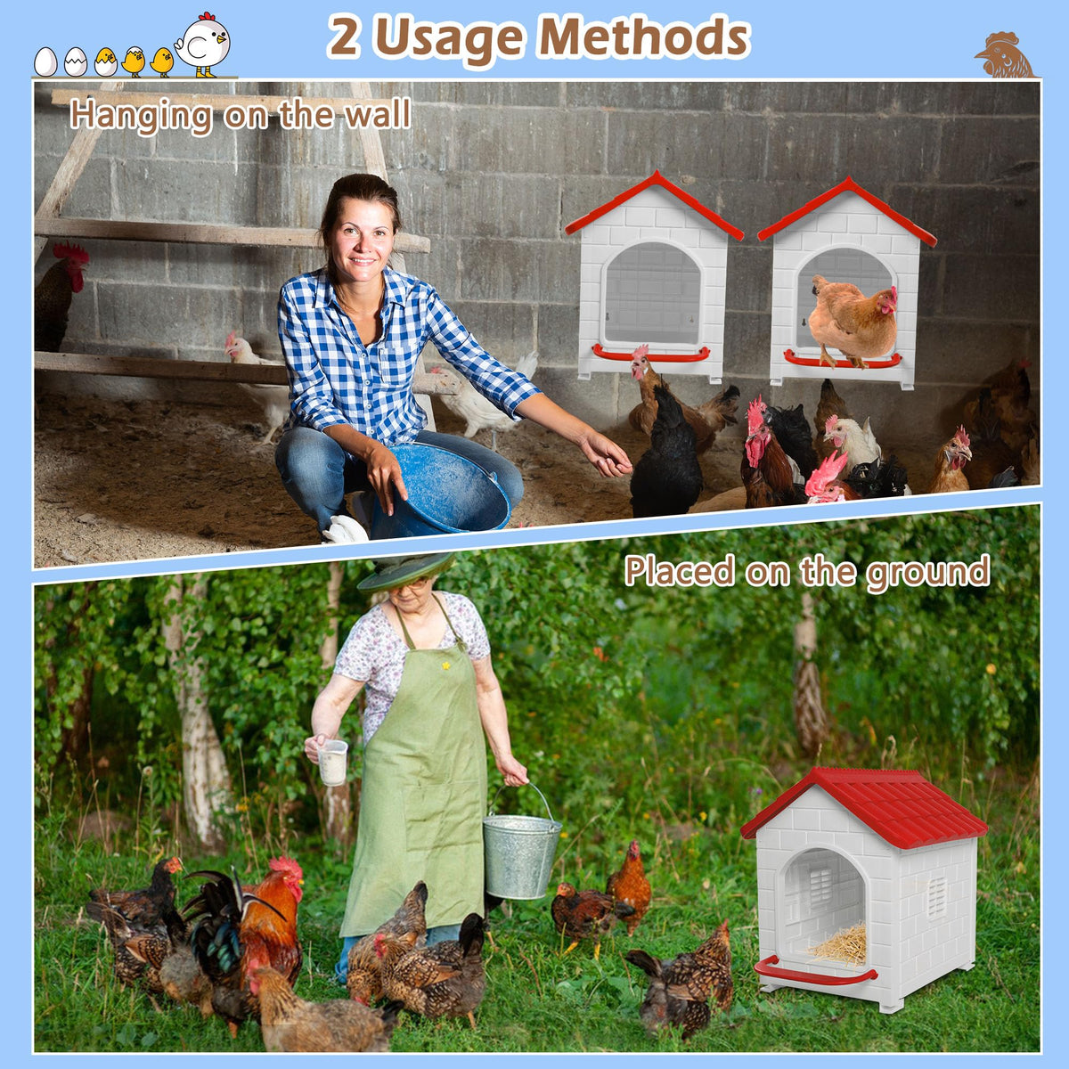 Deblue Nesting Box red easy-assembly design for tool-free setup