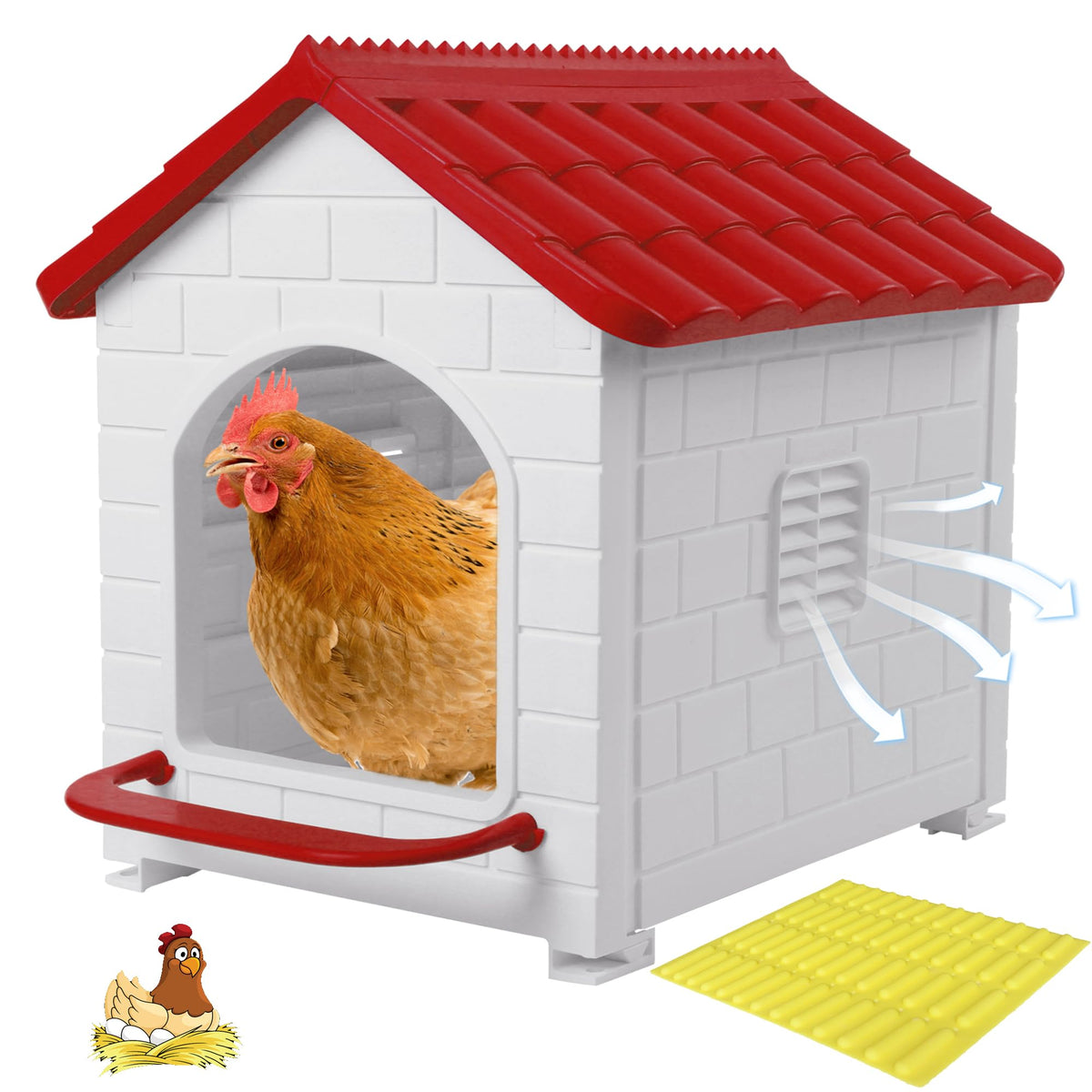 Deblue Nesting Box red roof drainage maintains a dry coop environment