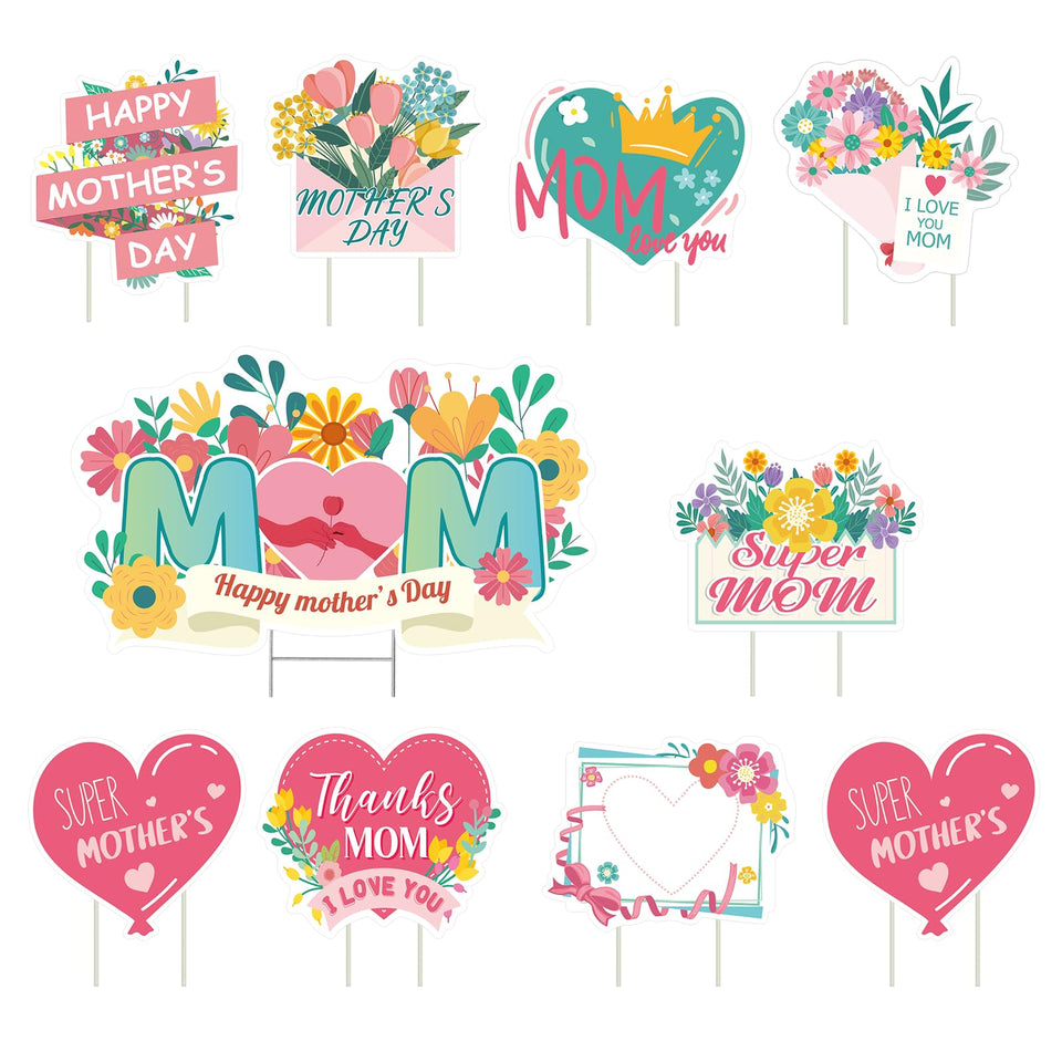 DECEED Mother's Day yard sign with flower bouquet boosts curb visibility.