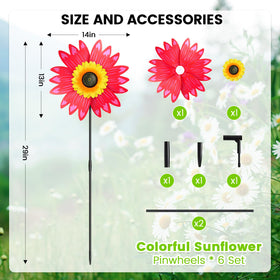DECEED sunflower wind spinner pole supports easy outdoor placement.