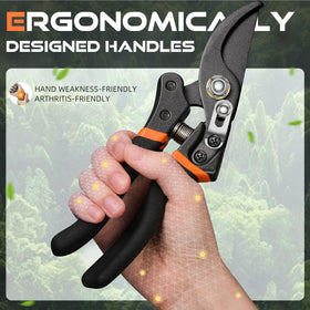 Decerk pruning shears handles offer ergonomic grip for comfortable garden work.