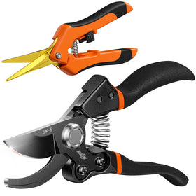 Decerk 8.5-inch bypass pruner cutting thick branch for clean prune