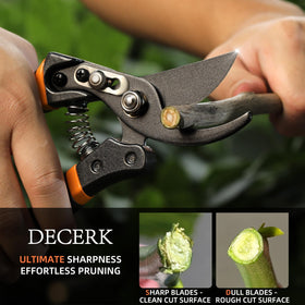 Decerk lever cutting mechanism delivers easier cuts on thick branches.