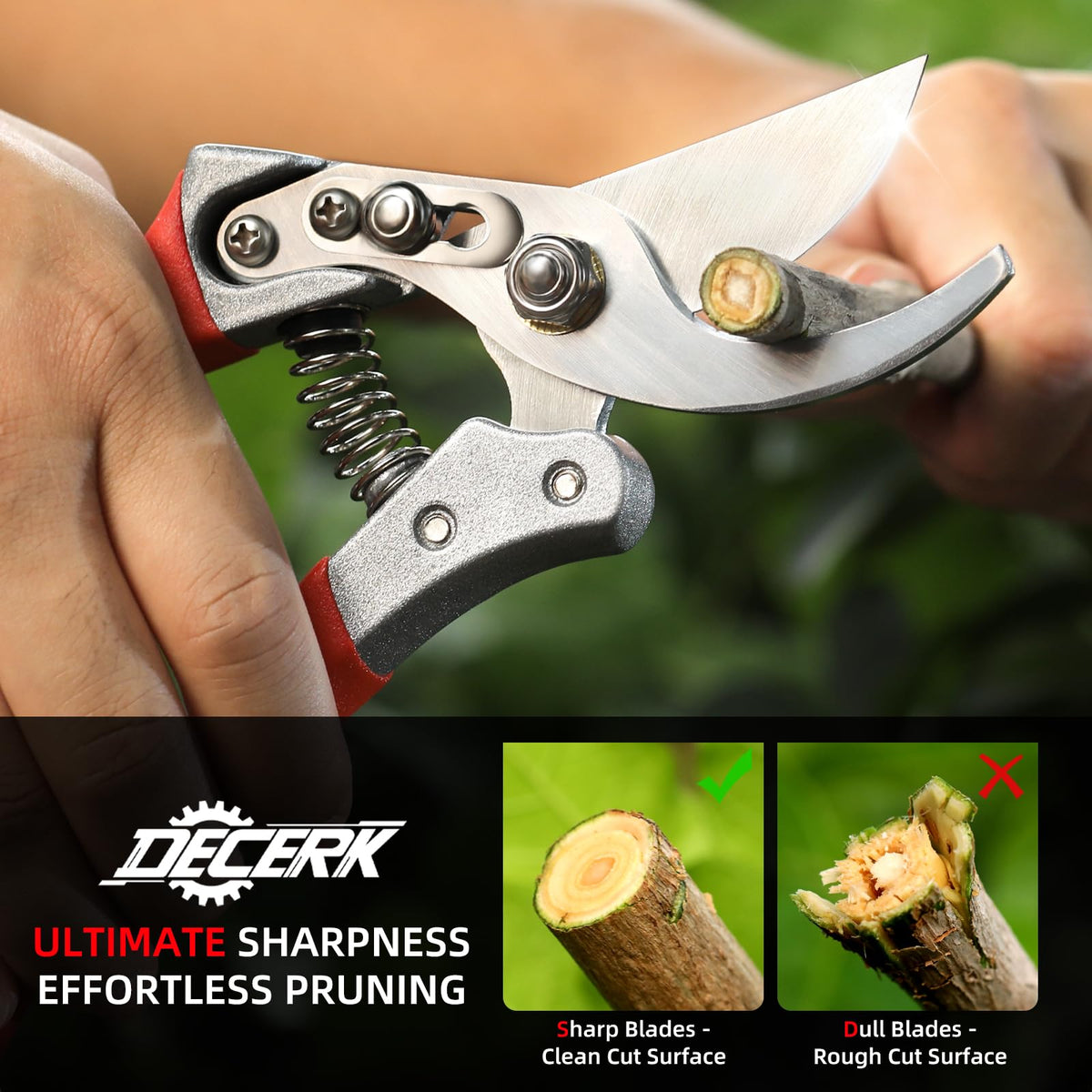 DECERK lever action demonstrates triple cutting power for thick branches