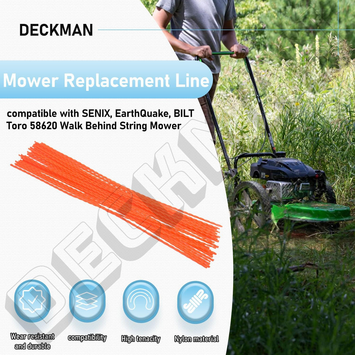 Deckman 30-pack replacement lines for seasonal lawn care maintenance