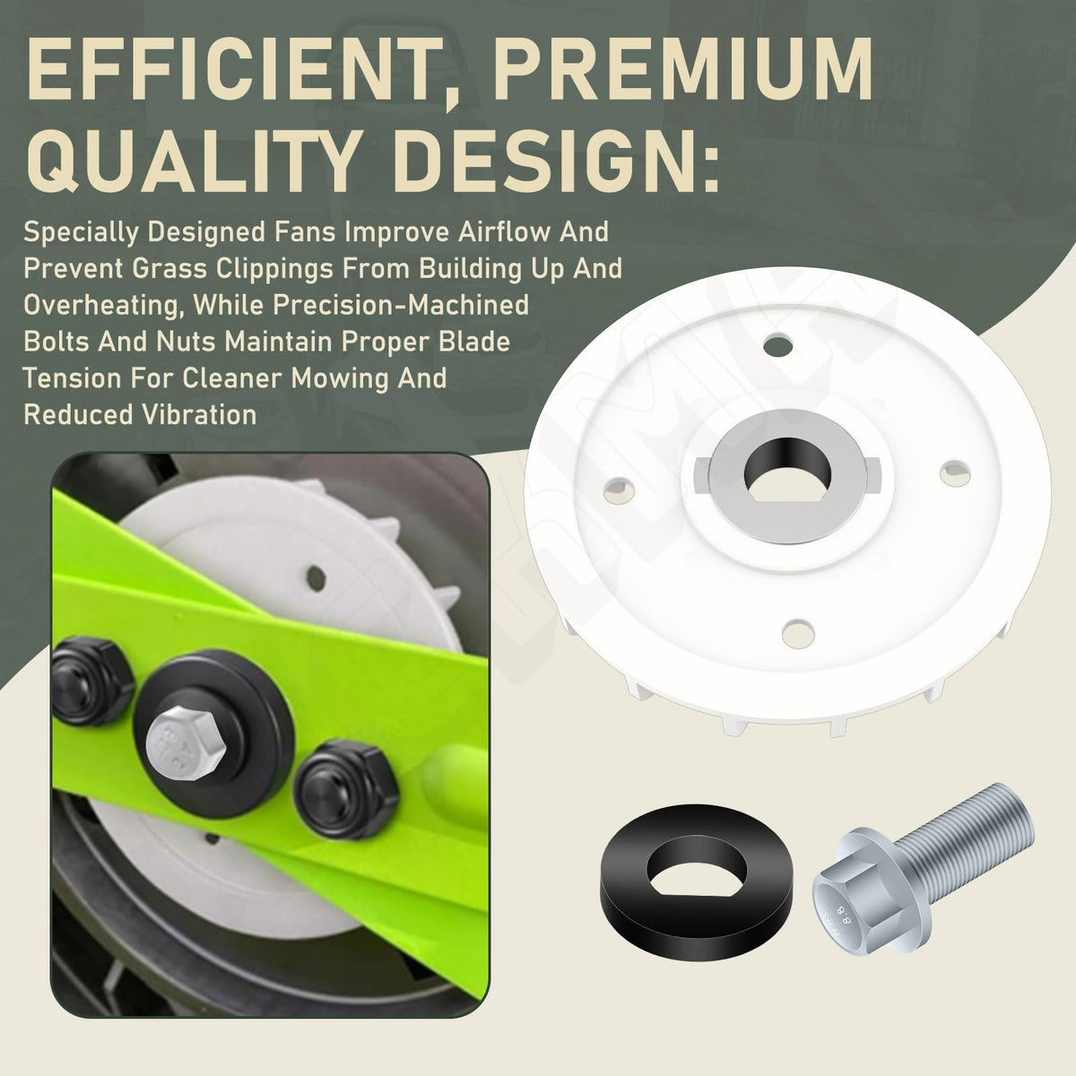 Hex lock nuts and bolts maintain proper blade tension for cleaner cuts