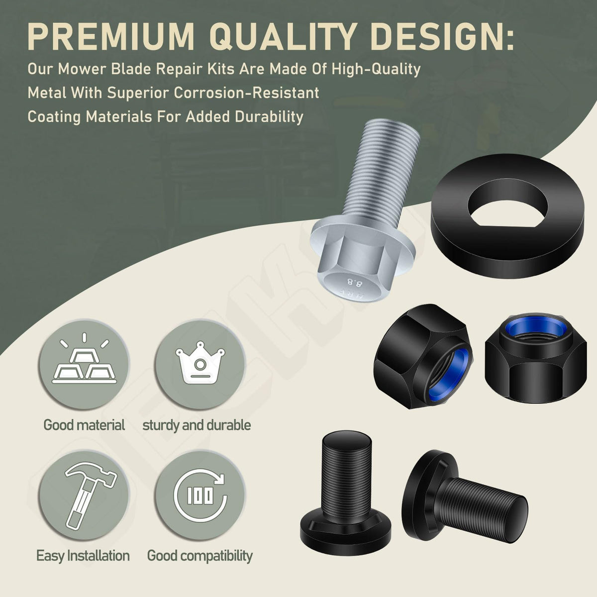 Easy one-tool installation supports routine blade maintenance