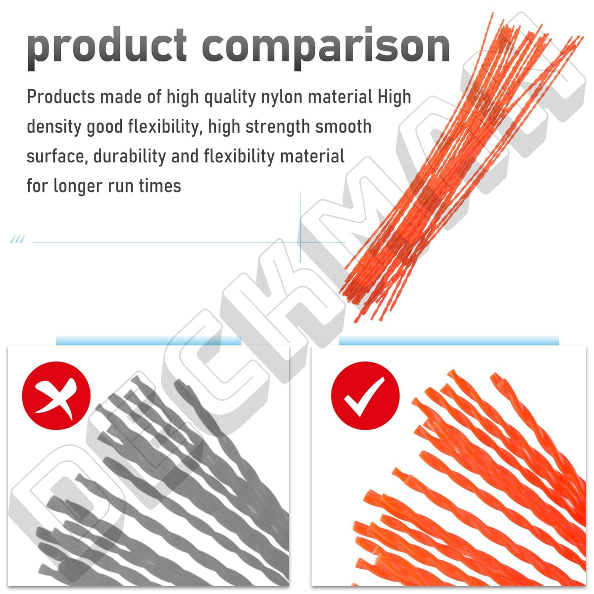 Deckman heat-resistant line reduces friction during extended trimming sessions