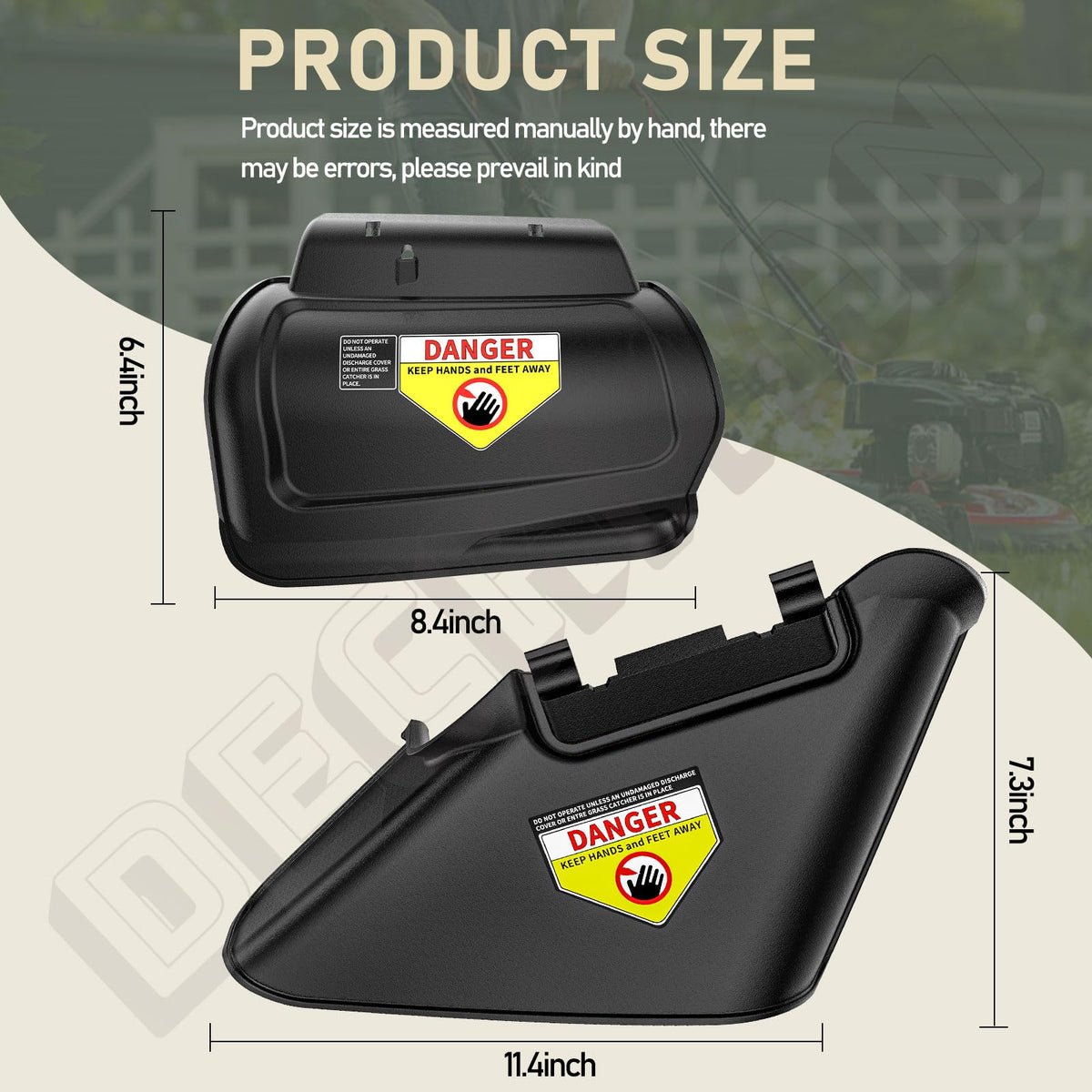 Deckman hinged mulching plug in use, enabling mulching option on compatible mowers.