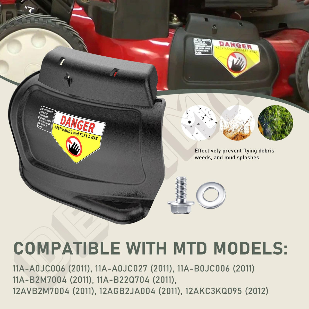 DECKMAN hinged mulching plug assembly compatible with Cub Cadet for wide model support.