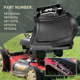 DECKMAN hinged mulching plug assembly designed for self-mount and simple maintenance.