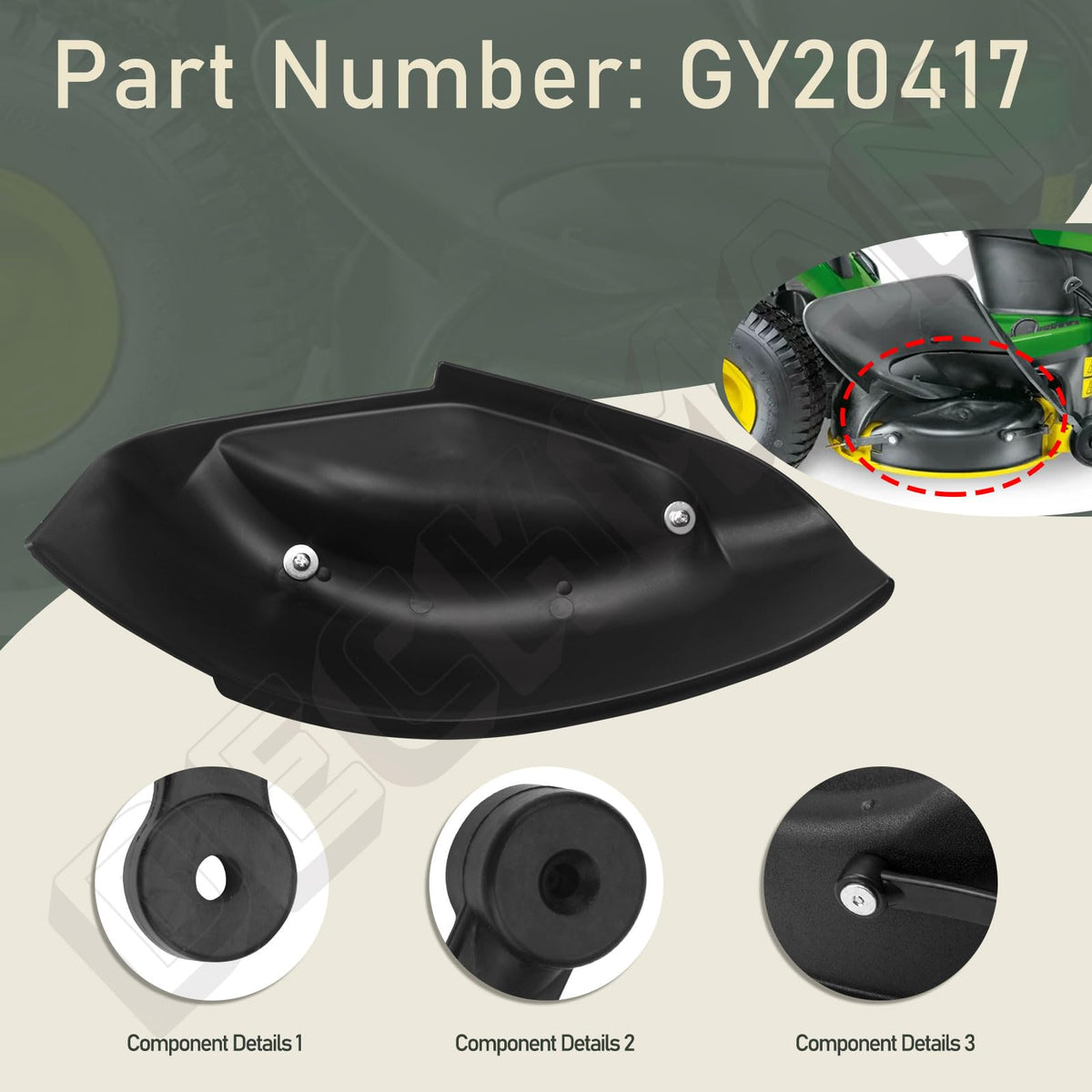 DECKMAN mulch cover kit shows abrasion-resistant plastic construction for durability.