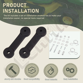 DECKMAN mulch cover kit packaging highlighting included mounting accessories for setup.