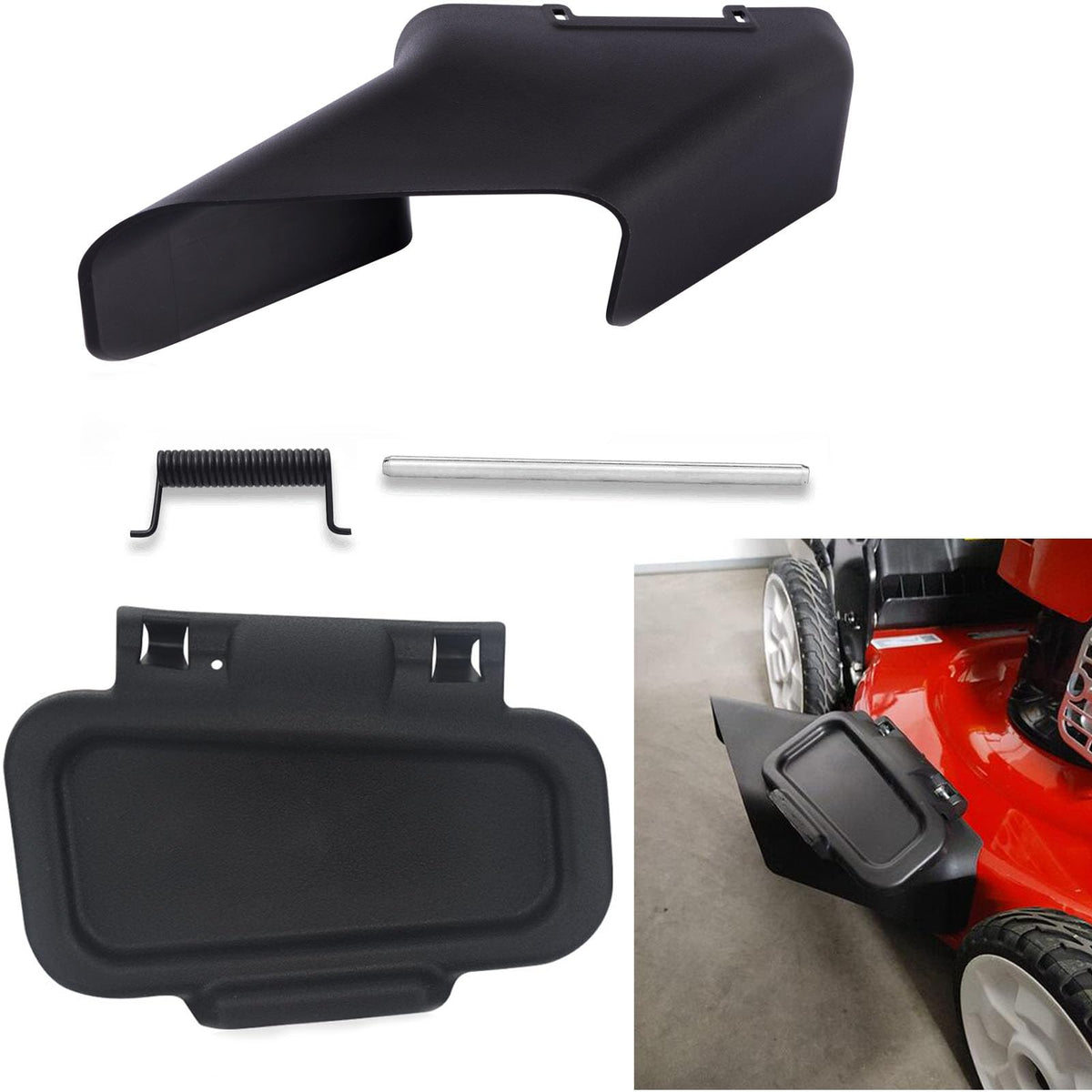 Deckman side discharge chute 115-8447 on a Toro mower for cleaner, targeted clippings