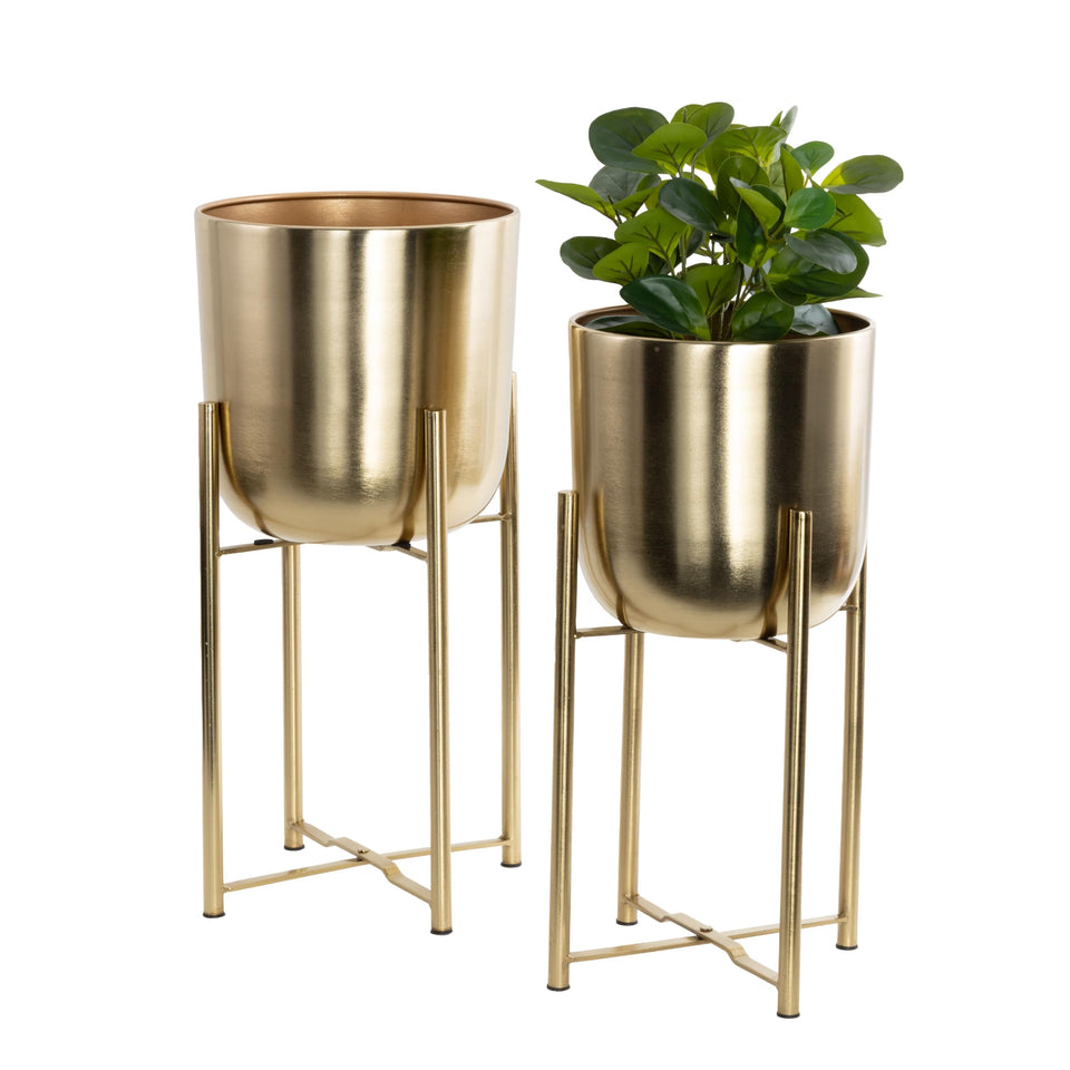 Deco 79 CosmoLiving dome planter with stand, ideal for stylish indoor or outdoor display.